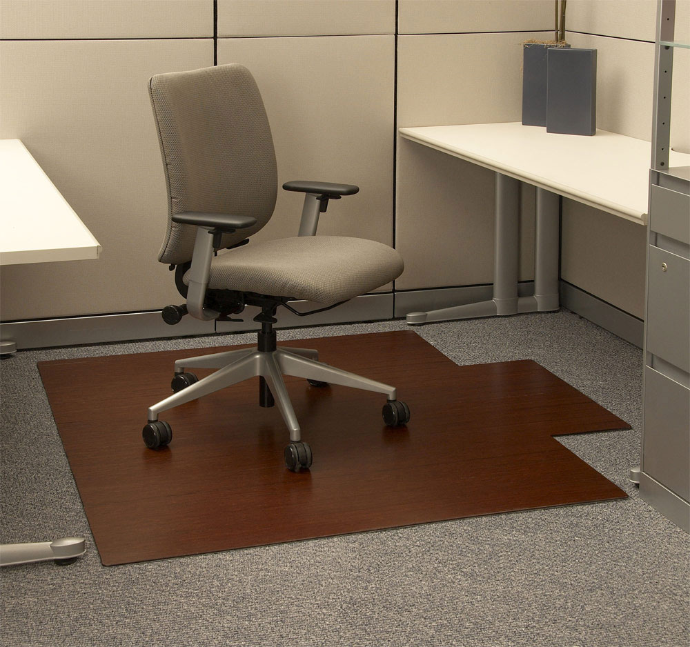 Picture of Anji Mountain AMB24009 Dark Cherry Bamboo Roll-Up & Hardwood Office Chair Mat 55 X 47