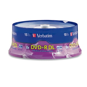 Picture of VERBATIM 95484 Disk  DVD+R DL  8.5GB  2.4X  Branded 15pk Spindle