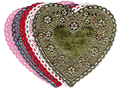 Picture of Hygloss Products Hyg91044 Doilies 4 Red Heart-100/Pkg.