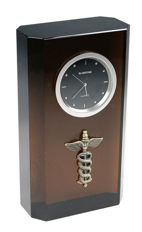 Picture of Bluestone Designs W361 Caduceous Crystal Clock  black