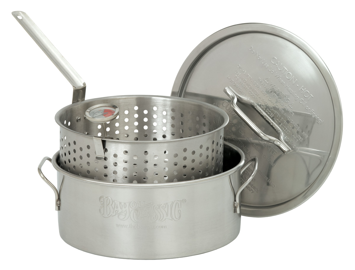 Picture of Bayou Classic 1101 Stainless 10-Qt. Fry Pot with Lid and Basket