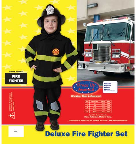 Picture of Dress Up America Deluxe Fire Fighter Dress Up Costume Set Toddler T4 203-T
