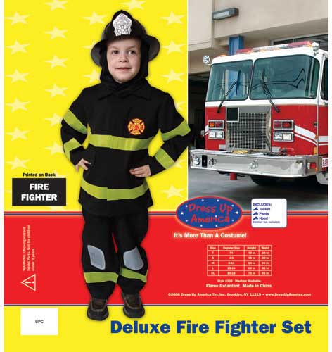 Deluxe Fire Fighter Dress Up Costume Set Small 4-6