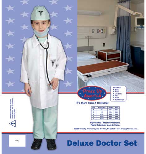 Picture of Dress Up America Deluxe Doctor Dress up Costume Set Toddler T4 207-T