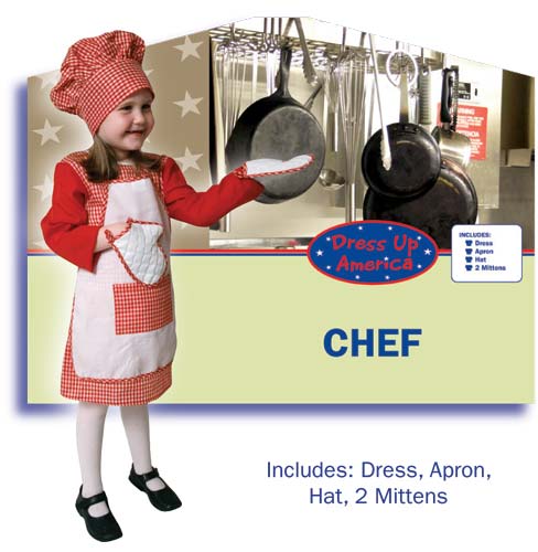 Picture of Dress Up America Red Gingham Girl Chef Large 12-14 210-L