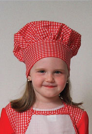Picture of Dress Up America Red Gingham Chef Hat (kids)  closes with Cloth Tie one size fits most kids H214