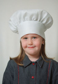 Picture of Dress Up America White Chef Hat (kids)  closes with Cloth Tie one size fits most kids H215