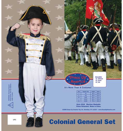 Colonial General Dress up Costume Set Large 12-14
