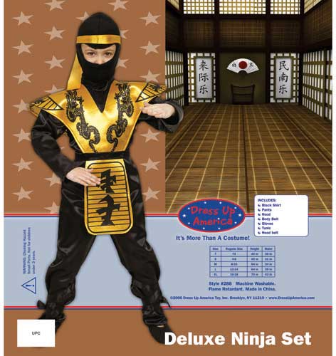 Deluxe Ninja Set Costume Set Large 12-14