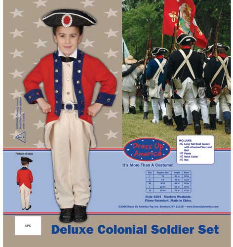 Deluxe Colonial Soldier Set Costume Set Large 12-14