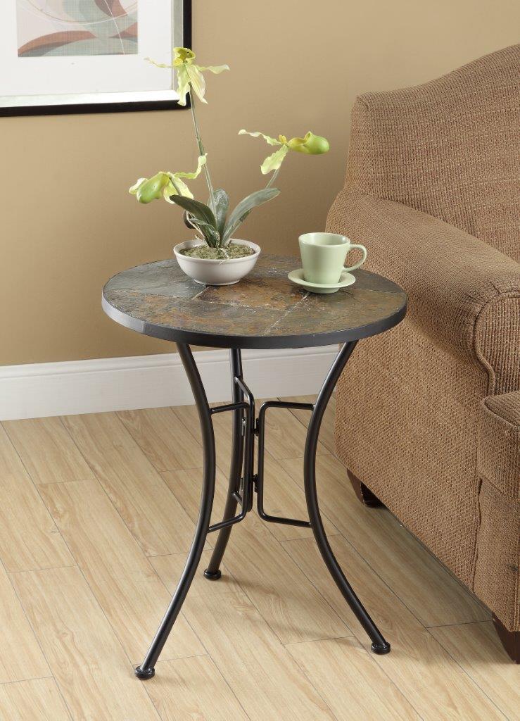 Picture of 4D Concepts 601404 Slate Round Top Coffee Table - Metal/Slate