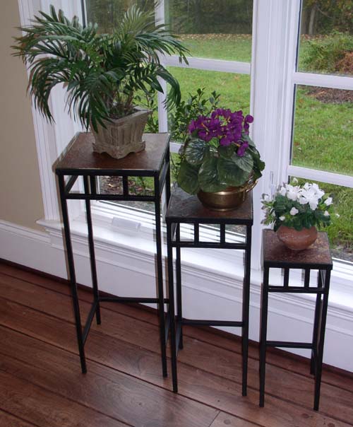 Picture of 4D Concepts 601623 3 piece slate square plant stands w/ slate tops Metal/ slate