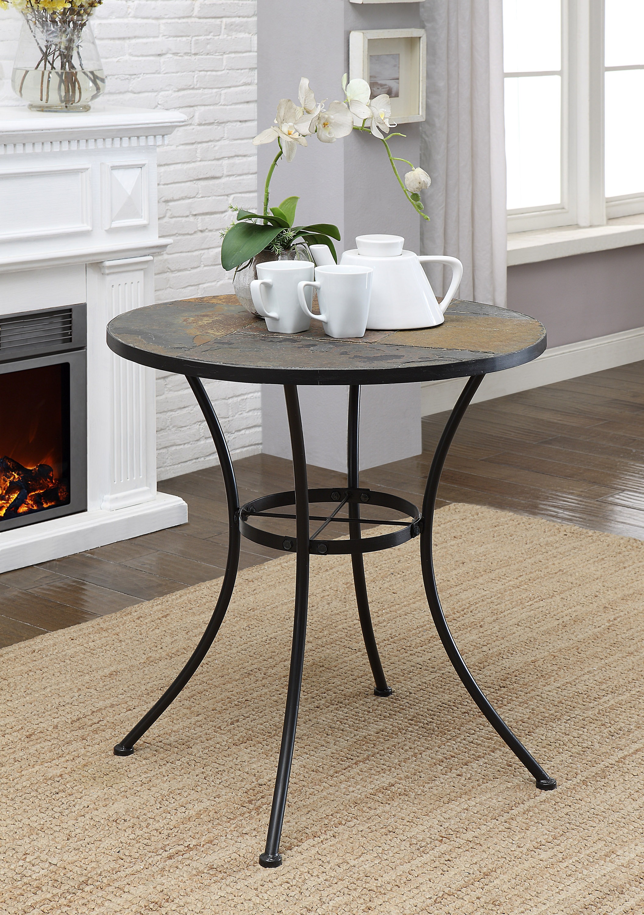 Picture of 4D Concepts 601611 Round Table with Slate Top - Metal/Slate