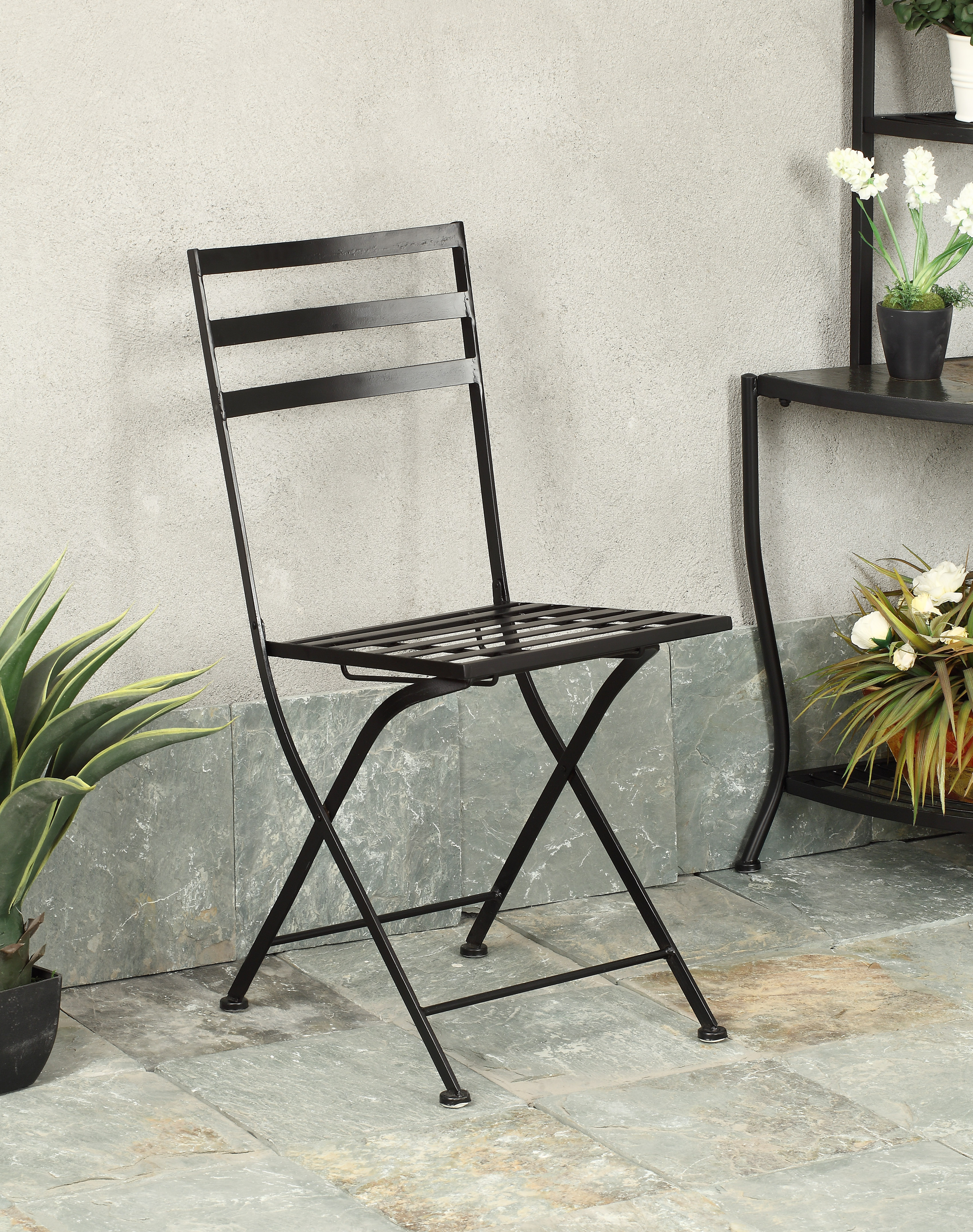 Picture of 4D Concepts 601615 Black Metal Chair - Metal/Slate - 2 Pack