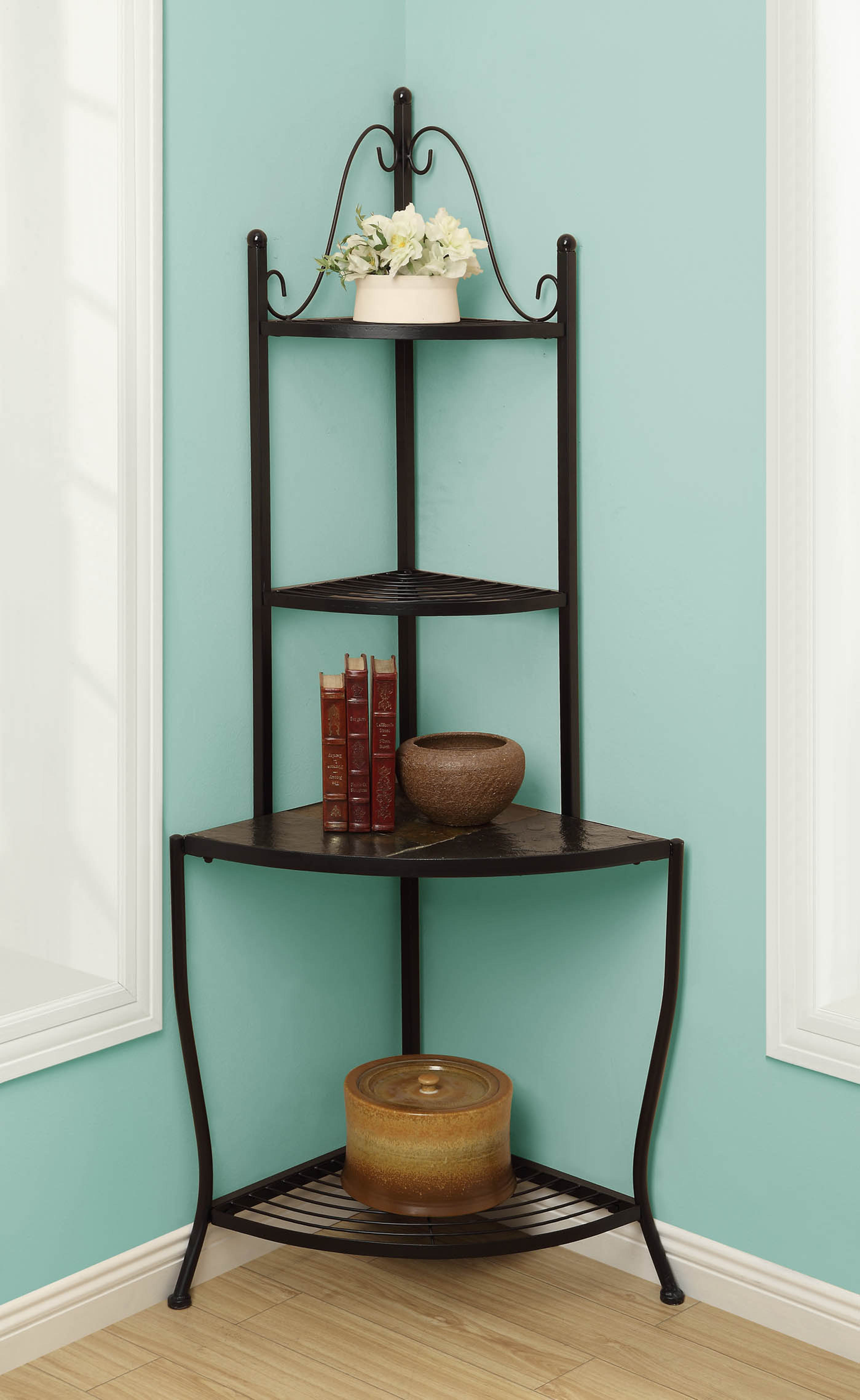 Picture of 4D Concepts 601617 Corner Baker&amp;apos;s Rack with Slate Top - Metal/Slate