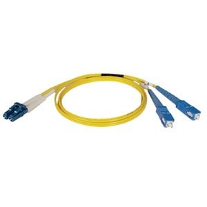 Picture of Tripp Lite Fiber Optic Duplex Patch Cable 49.21ft 2 x LC  2 x SC Fiber Optic Duplex Cable Single-mode Yellow N366-15M