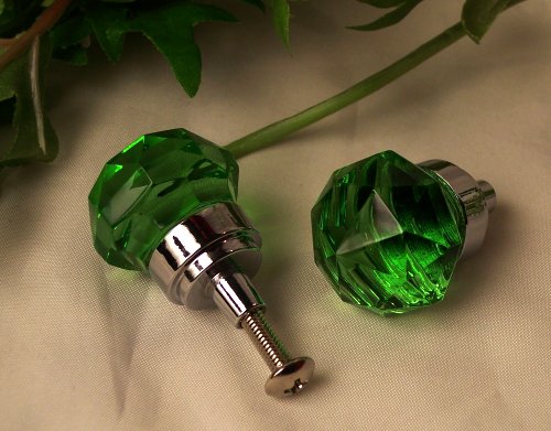 Crystal Elegance Green Solid Glass Drawer Pull - Green - 1.06in. x 1.5in. - Single Unit - Sparkling Finish