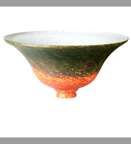 11275 10.5 Inch W Red/Green Pate-De-Verre Bell Shade