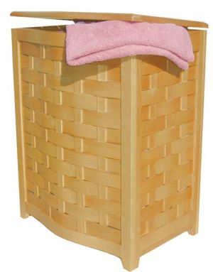 Picture of Oceanstar BHV0100N-Natural Finished Bowed Front Laundry Hamper with Interior Bag