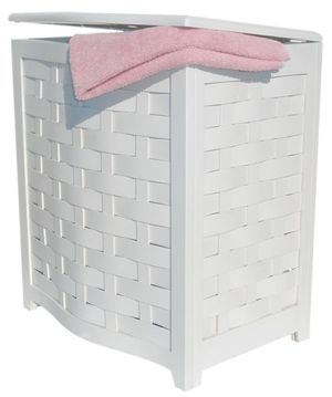 Picture of Oceanstar BHV0100W-White Finished Bowed Front Laundry Hamper with Interior Bag