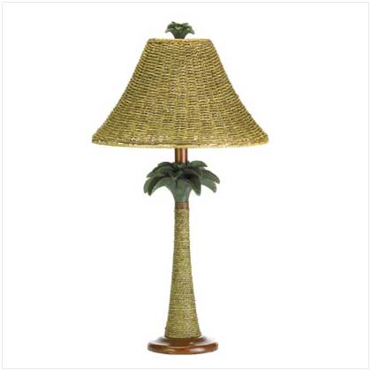 SWM 37989 13 1/2 Dia. x 25 1/2 H Palm Tree Rattan Lamp
