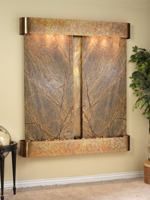 Picture of Adagio CFR1006 61 x 69 Inch Cottonwood Falls Rounded Copper Rainforest Brown Marble Water Feature