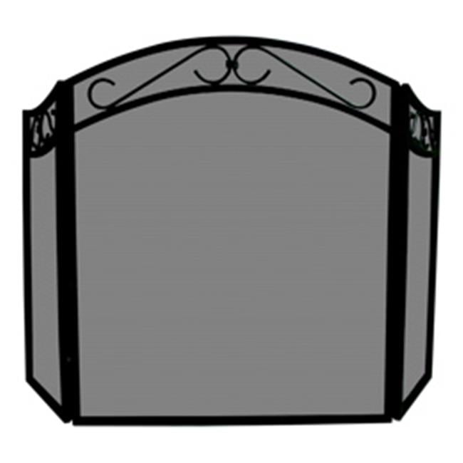 Uniflame S 1088 3 Fold Black Wrought Iron Arch Top Screen With