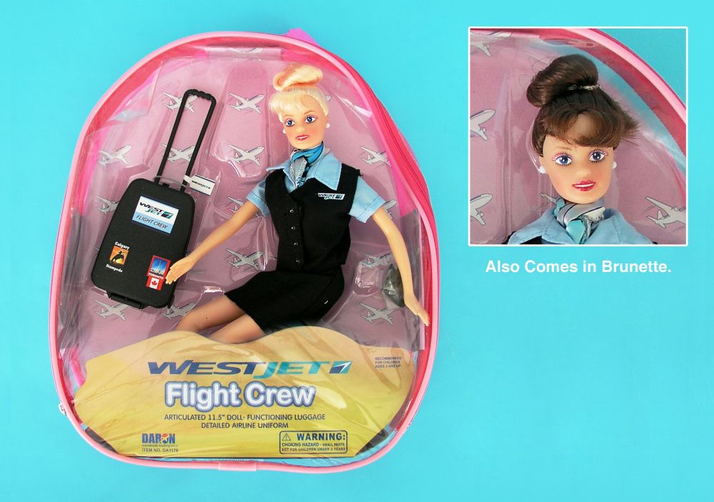 Picture of Daron Worldwide Trading  DA1176 Westjet Flight Attendant Doll with Luggage