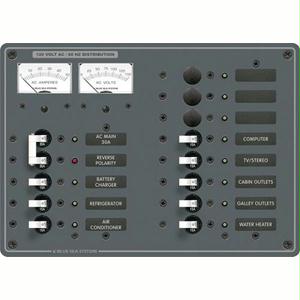 Blue Sea 8076 AC Main +11 Positions Toggle Circuit Breaker Panel   (White Switches)
