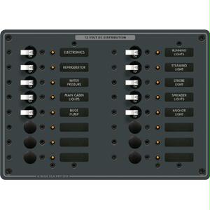 8377 10.5"W Panel DC 16 Position 12/24V 100A 10 Circuit Breakers