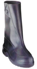 Overboots, Plain Toe, Natural Rubber, 10 in Height, Snap Tab Closure, Cleated Sole, Black, S
