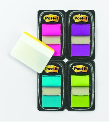 Picture of 3M Company MMM680PPBGVA Sticky note Flags 1 Asst Bright Color with 12 Free 1 Hanging File Folder Tabs