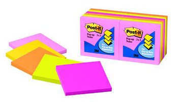 Picture of 3M Company MMMR33012AN Sticky note Note Pop-Up Refills Neon Colors