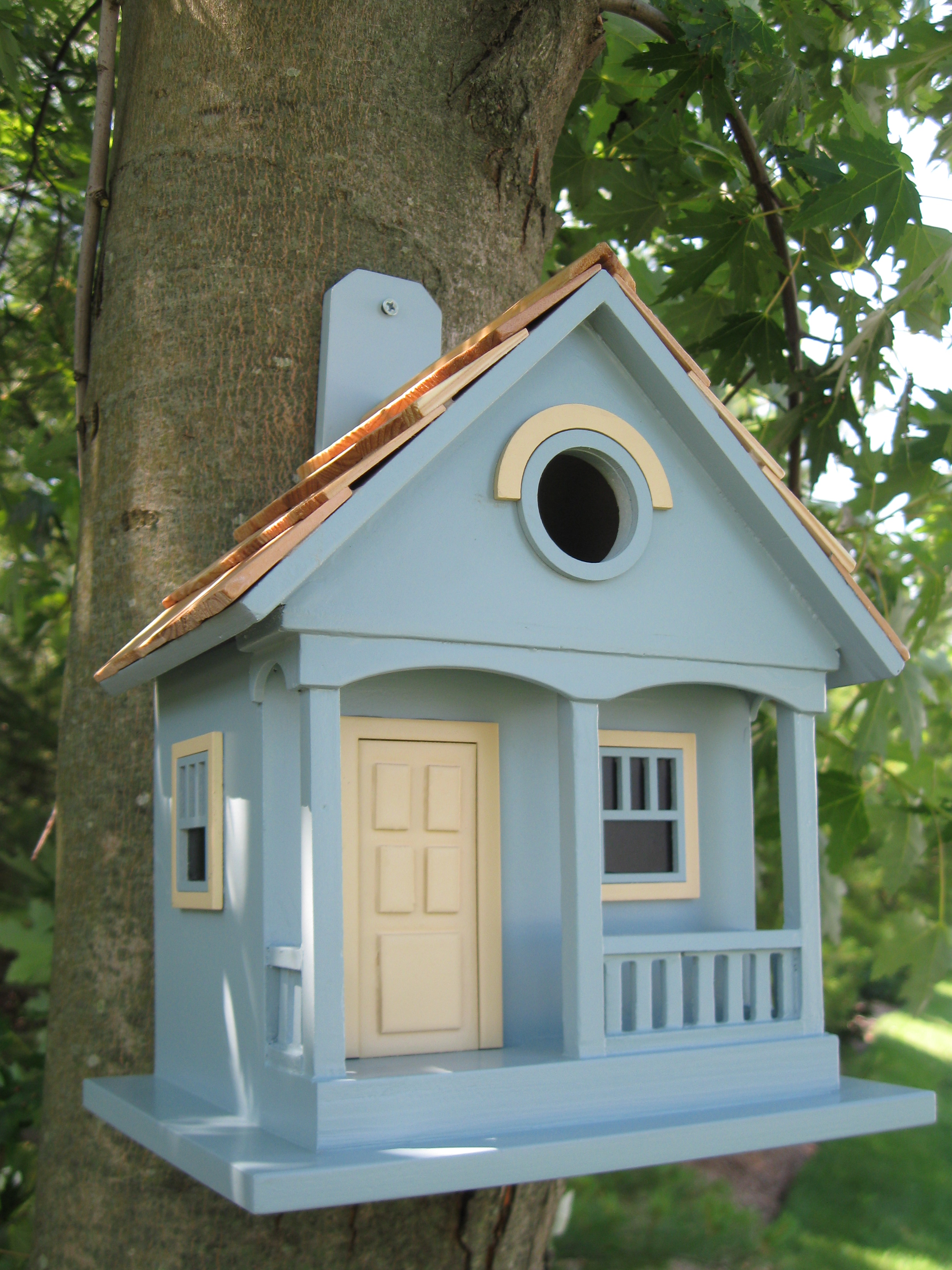 Picture of Home Bazaar HB-9030BS Pacific Grove Birdhouse - Light Blue With Yellow