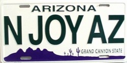 Picture of LP - 1068 AZ Arizona N Joy AZ License Plate - 3133
