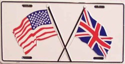 LP - 476 USA / Britain Crossed Flags License Plate - 2358