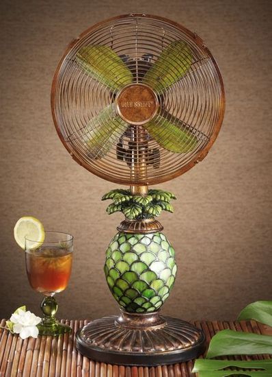 Picture of Deco Breeze DBF0247 - 10 Inch Table Fan - Mosaic Glass Pineapple