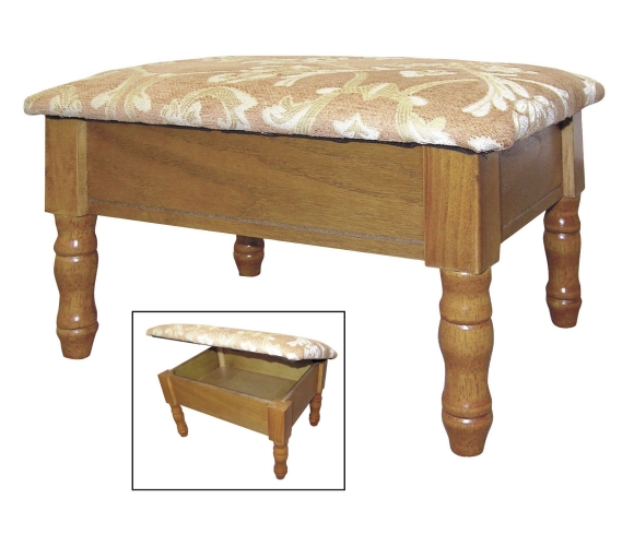 Picture of Ore International H-51 Oak Foot Stool with Storage