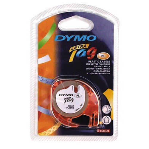 Picture of Dymo 16952 LetraTag Tape Black on Clear 1/2&quot; x 13&apos; Plastic