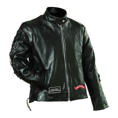 Small Ladies' Rock Design Genuine Buffalo Leather Motorcycle Jacket -  Diamond Plate, DI38679