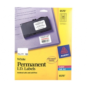 Picture of Avery Dennison Permanent I.D. Labels 1.25 Inch x 1.75 Inch 480 Label Multipurpose Label 6570
