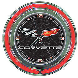 Picture of Corvette C6 Neon Clock - 14 Inch Diameter - Black