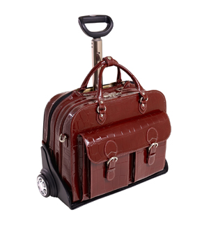 Picture of McKlein 35306 San Martino Red Leather Ladies&apos; Detachable Wheeled Laptop Case