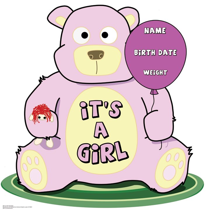 Its A Girl Teddy Bear Life-Size Cardboard Stand-Up