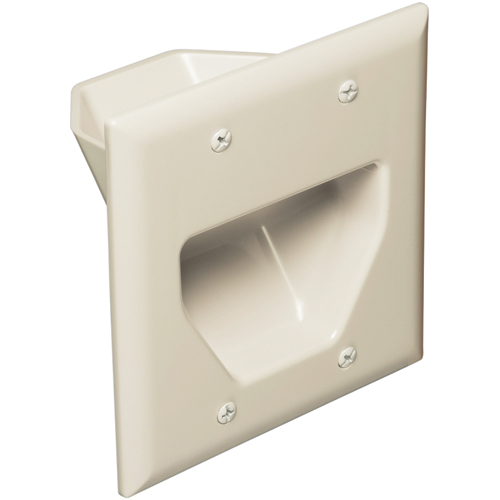 Picture of Datacomm Electronics 45-0002-LA 2 Gang Recessed Cable Plate - Light Almond
