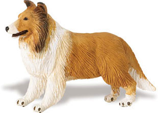 Safari  Collie Animal Figure - Brown and White - 4in. L x 2.5in. H