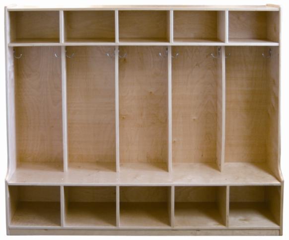 Picture of ECR4Kids Birch 5-Section Coat Locker with Bench