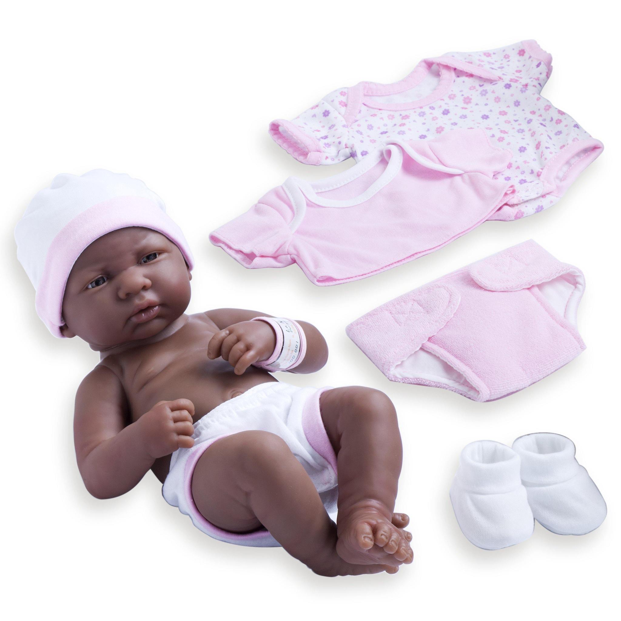La Newborn 18544 All-Vinyl La Newborn African American Pink Deluxe Layette Set. Window Box.