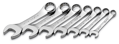 SK Hand Tools 86237-  7 Piece 12 Point Fractional Short Combination Wrench Set