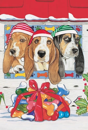 Picture of Pipsqueak Productions C482 Holiday Boxed Cards- Basset Hound